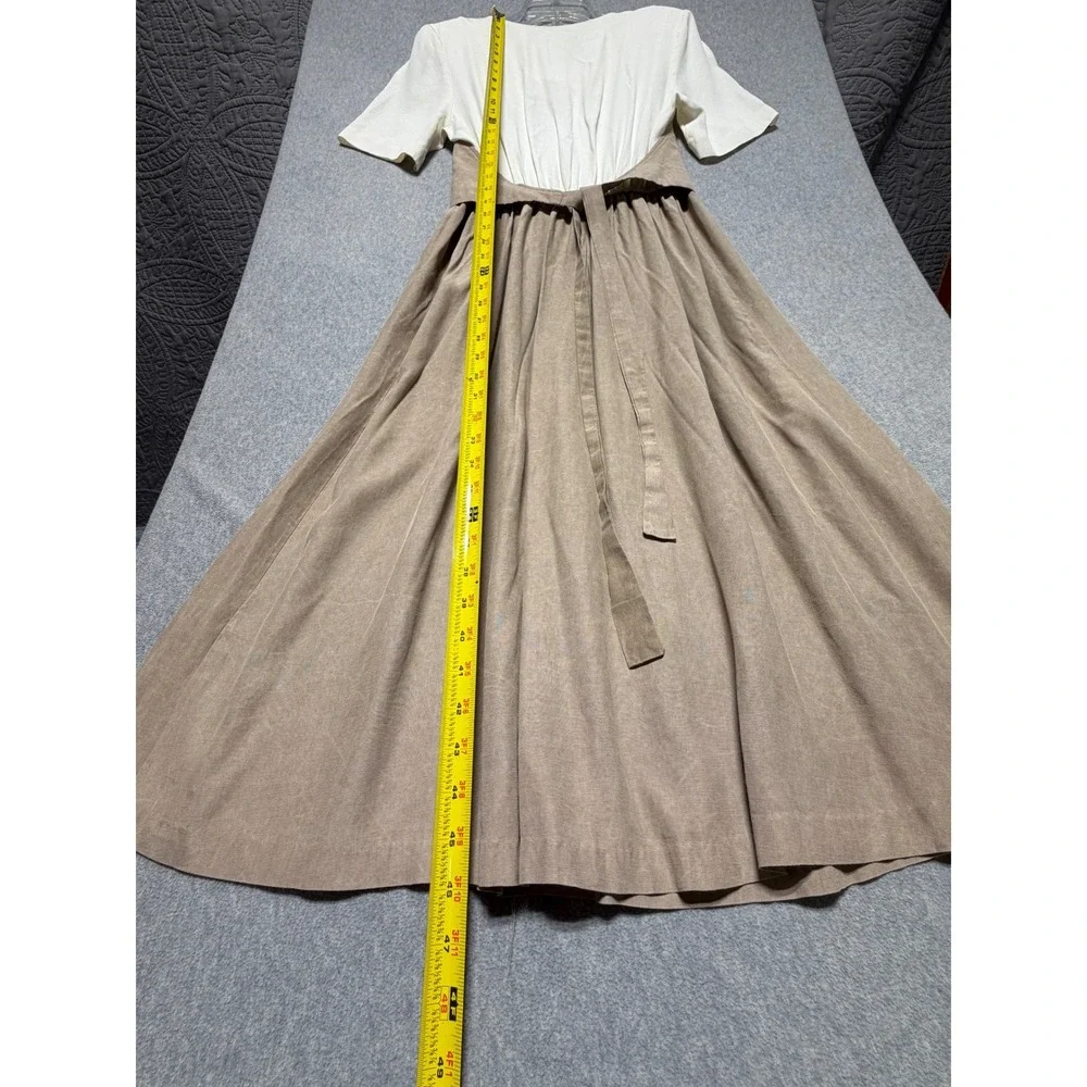 Enge Collection‎ Vintage Tan Vest Layered Midi Dress Size 8 Made in USA Soutache